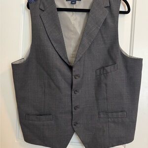 Gray V-neck Suit Vest with Adjustable Strap